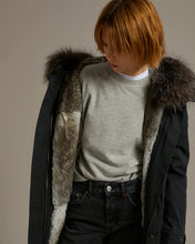 Load image into Gallery viewer, YVES SALOMON LONG COTTON GABARDINE PARKA WITH FOX AND RABBIT FUR