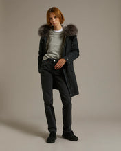 Load image into Gallery viewer, YVES SALOMON LONG COTTON GABARDINE PARKA WITH FOX AND RABBIT FUR