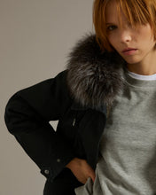 Load image into Gallery viewer, YVES SALOMON LONG COTTON GABARDINE PARKA WITH FOX AND RABBIT FUR