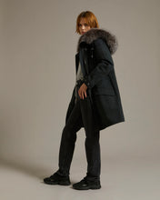 Load image into Gallery viewer, YVES SALOMON LONG COTTON GABARDINE PARKA WITH FOX AND RABBIT FUR