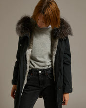 Load image into Gallery viewer, YVES SALOMON LONG COTTON GABARDINE PARKA WITH FOX AND RABBIT FUR