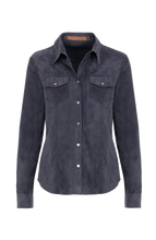 Load image into Gallery viewer, FRAUENSCHUH Fanny Suede Leather Shirt, Midnight