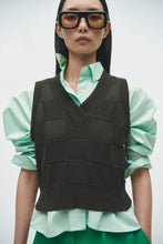 Load image into Gallery viewer, CORDERA Checkered Cotton & Cashmere Waistcoat, Dark Moss