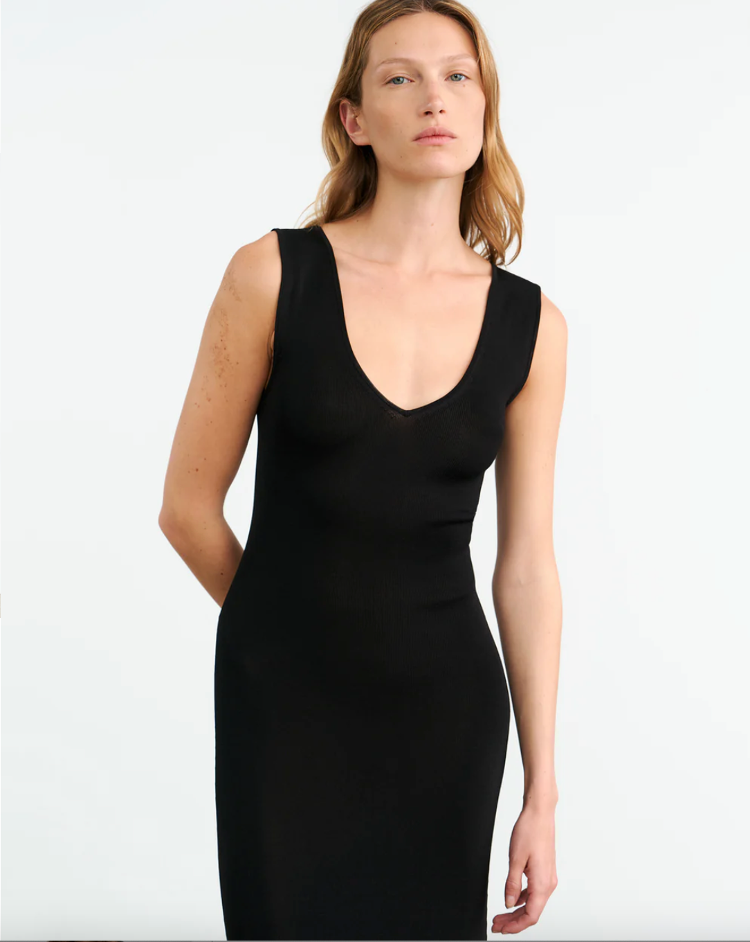 black v neck sweater dress Nili Lotan Bernice Sweater Dress