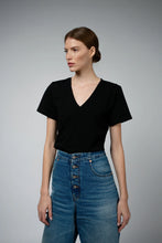 Load image into Gallery viewer, Santicler Magda V-Neck Tee, Black