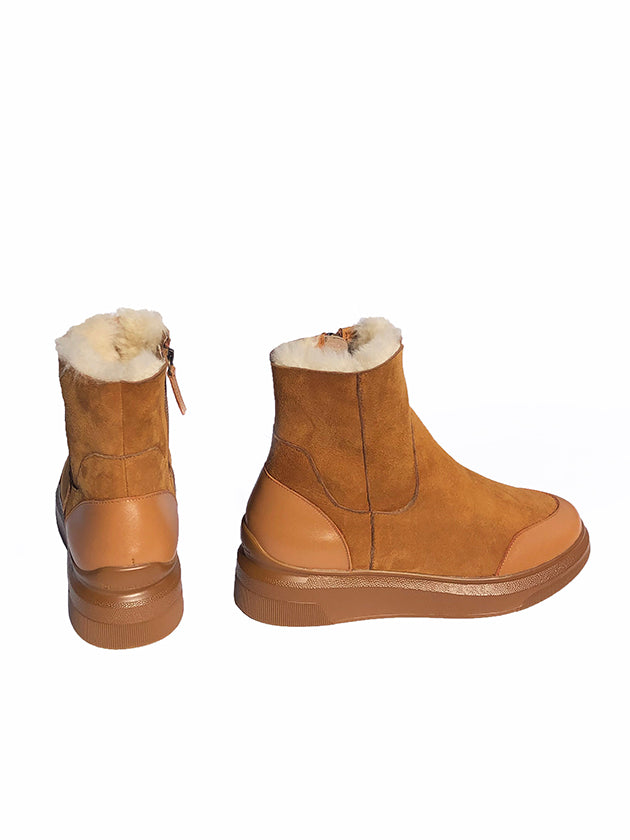 Suzanne Rae Shearling Sneaker Boot - Russet Suede