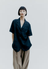 Load image into Gallery viewer, CORDERA Linen Blazer Shirt - Black