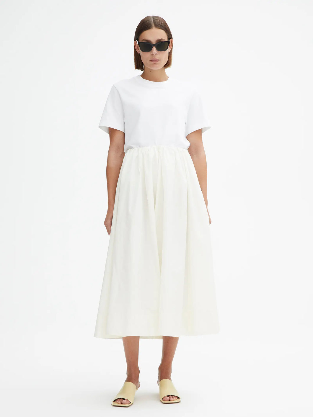 House of Dagmar A-lined Midi Skirt, White