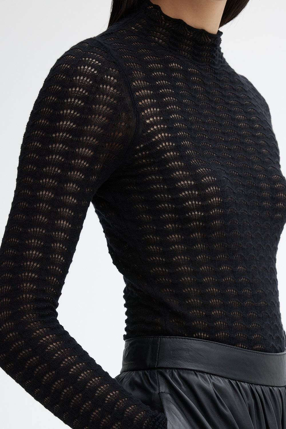 DAGMAR Lace Knit Top - Black