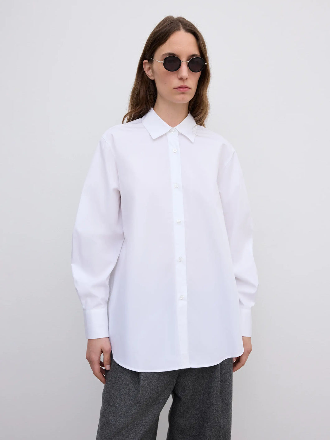 DAGMAR Relaxed Poplin Shirt, White