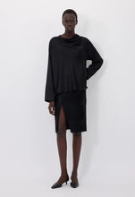 Load image into Gallery viewer, Lou Lou de Saison Riddy Draped Satin Blouse - black
