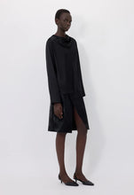 Load image into Gallery viewer, Lou Lou de Saison Riddy Draped Satin Blouse - black
