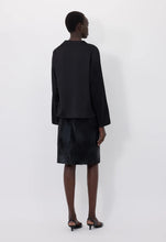 Load image into Gallery viewer, Lou Lou de Saison Riddy Draped Satin Blouse - black
