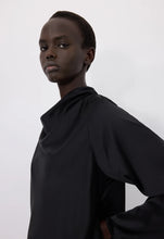 Load image into Gallery viewer, Lou Lou de Saison Riddy Draped Satin Blouse - black
