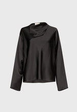 Load image into Gallery viewer, Lou Lou de Saison Riddy Draped Satin Blouse - black
