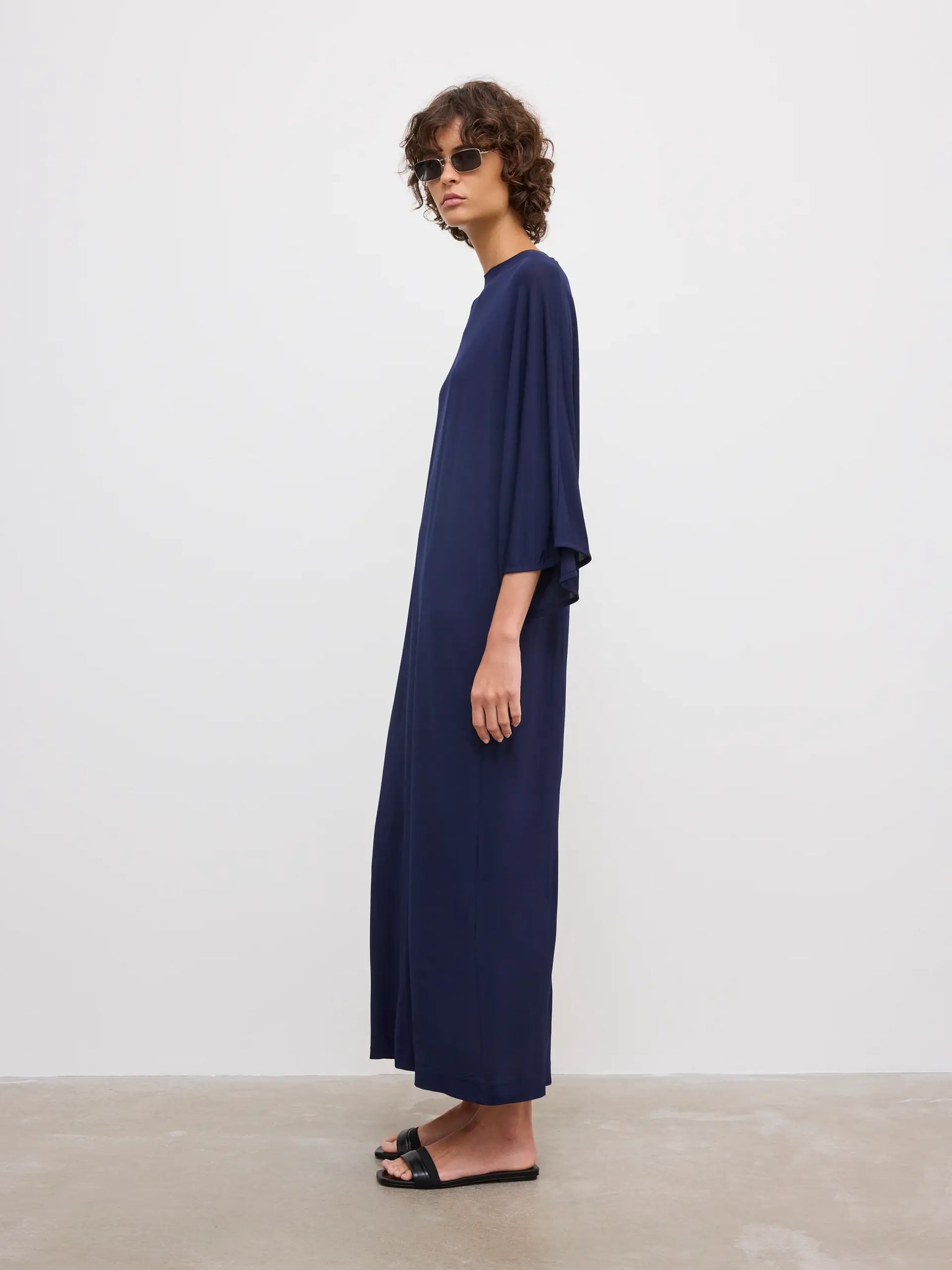 jersey kimono dress DAGMAR Dress, Navy Blue kimono sleeve maxi dress