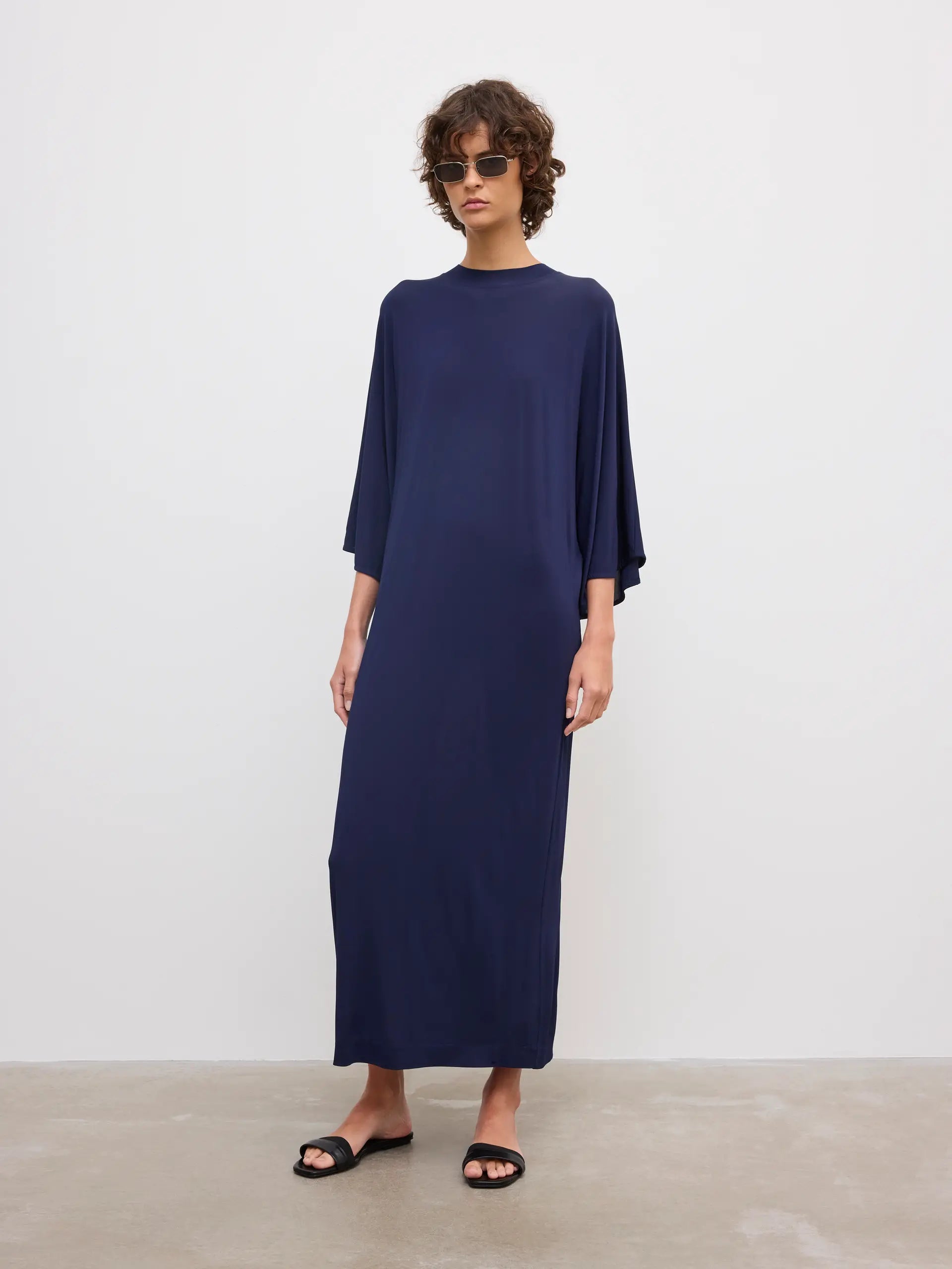 House of Dagmar Jersey Kimono Maxi dress - Navy Blue House of Dagmar Jersey Kimono Maxi dress - Navy Blue