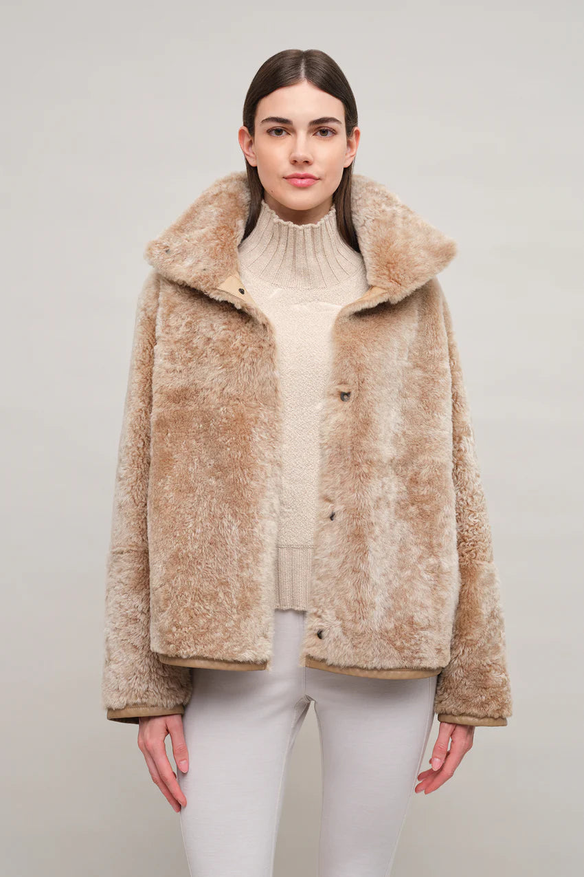 FRAUENSCHUH Dolli Lambskin Jacket, Sesame