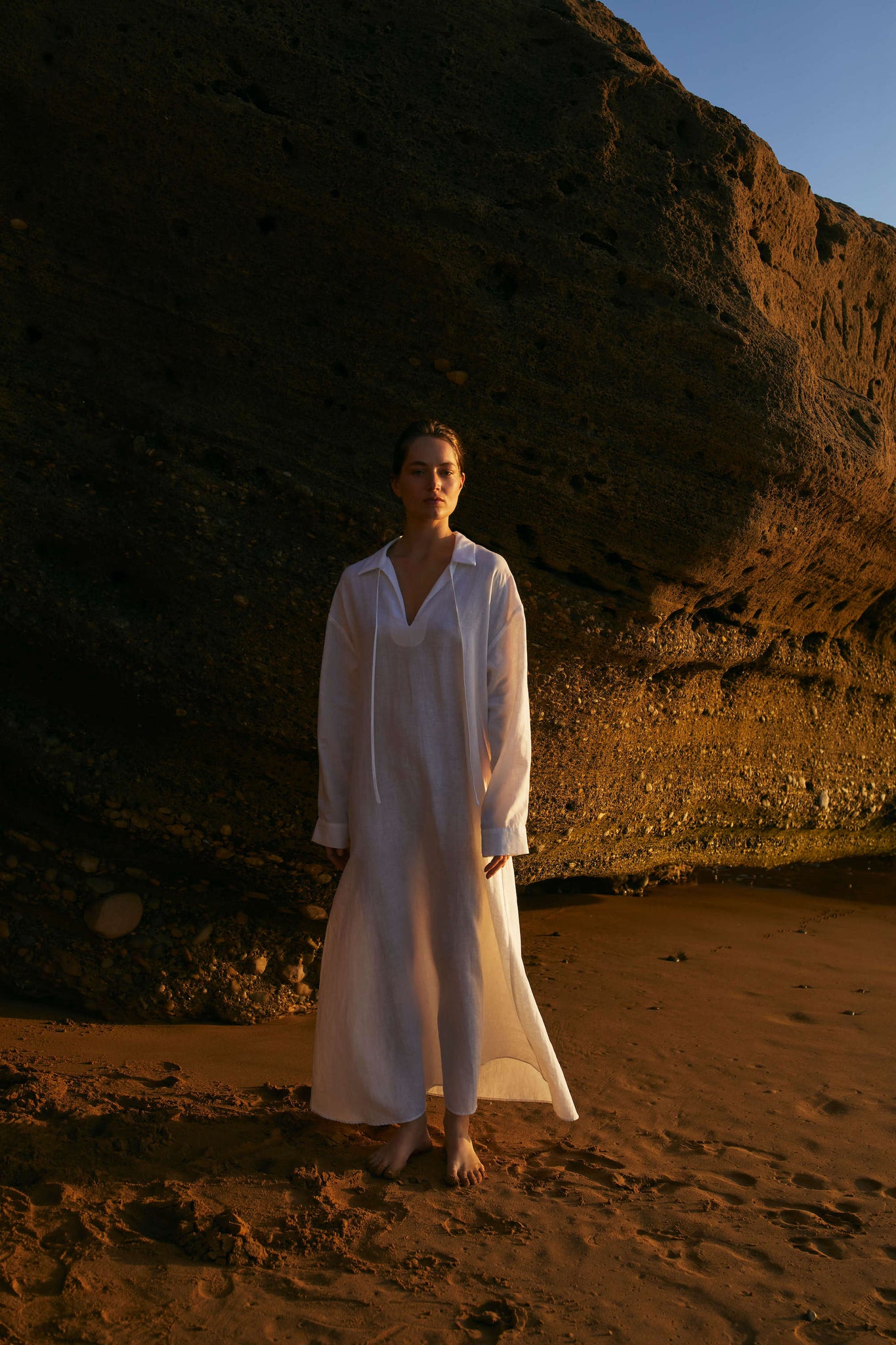 ASCENO Lisbon Dress, White Organic Linen XS ASCENO Lisbon Dress, White Organic Linen XS