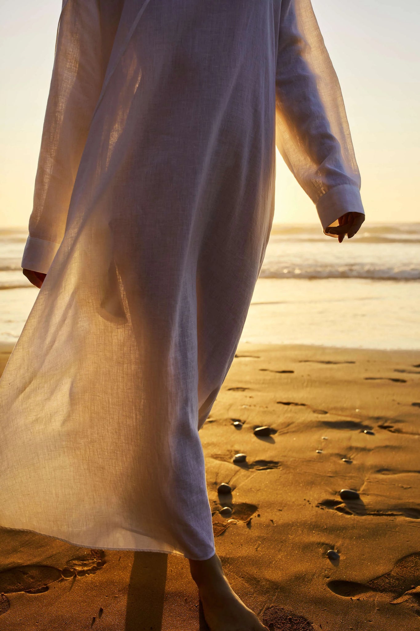 ASCENO Lisbon Dress, White Organic Linen XS ASCENO Lisbon Dress, White Organic Linen XS