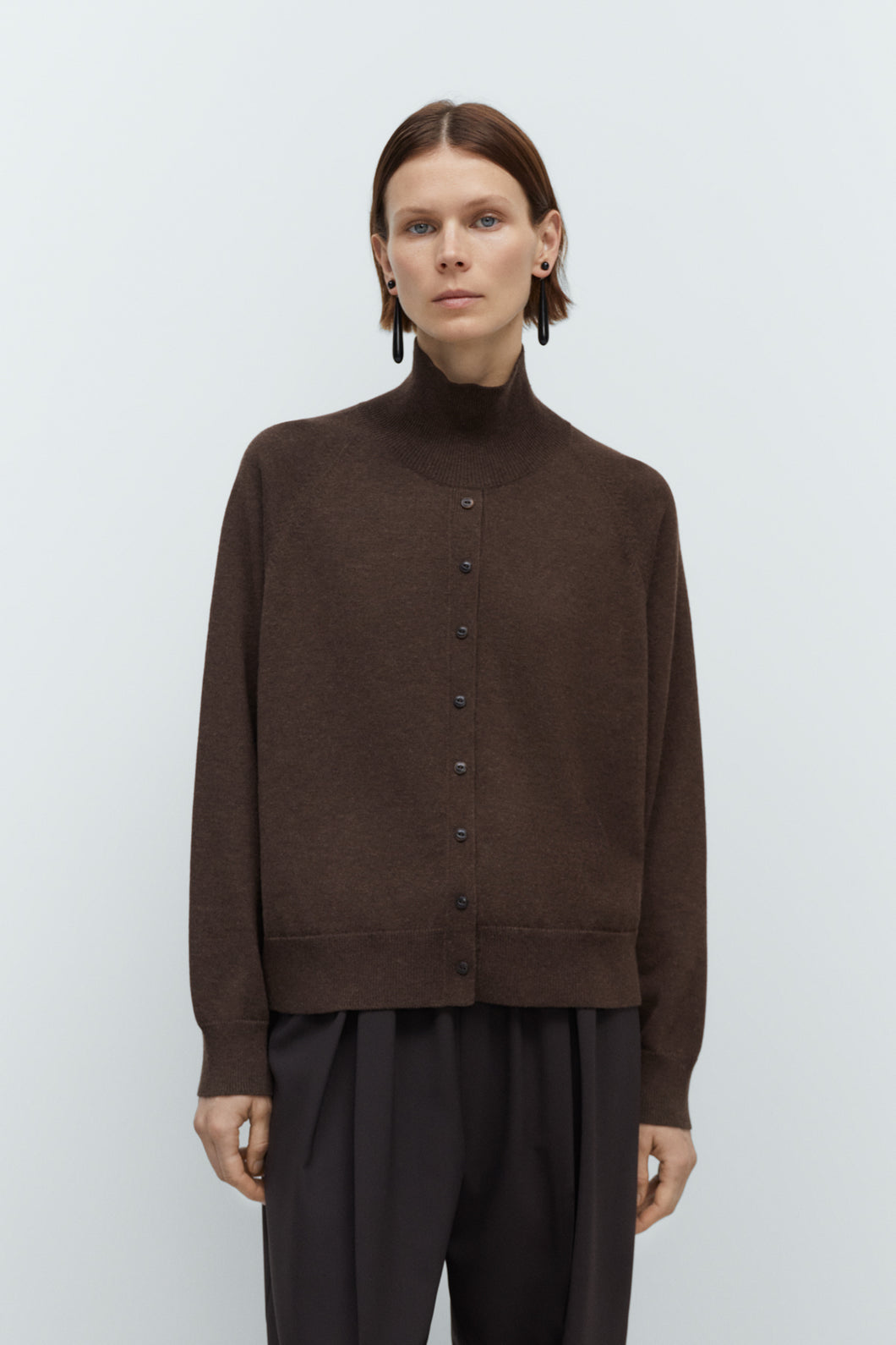 CORDERA Merino Wool Buttoned Sweater - Espresso