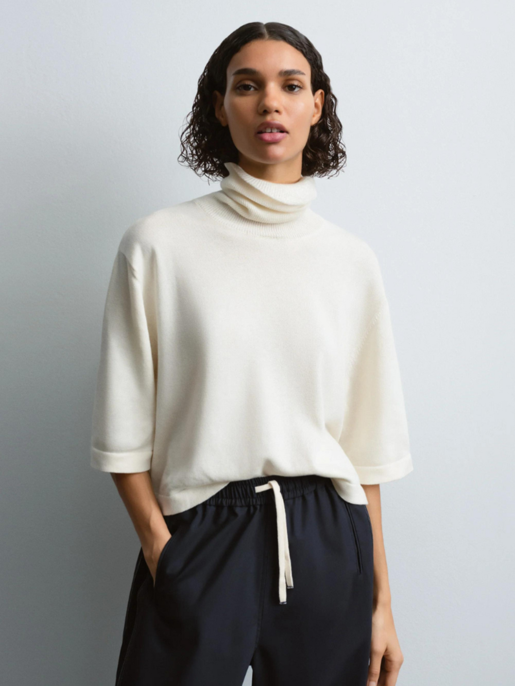 CORDERA Cotton Cashmere Turtleneck Sweater - Natural