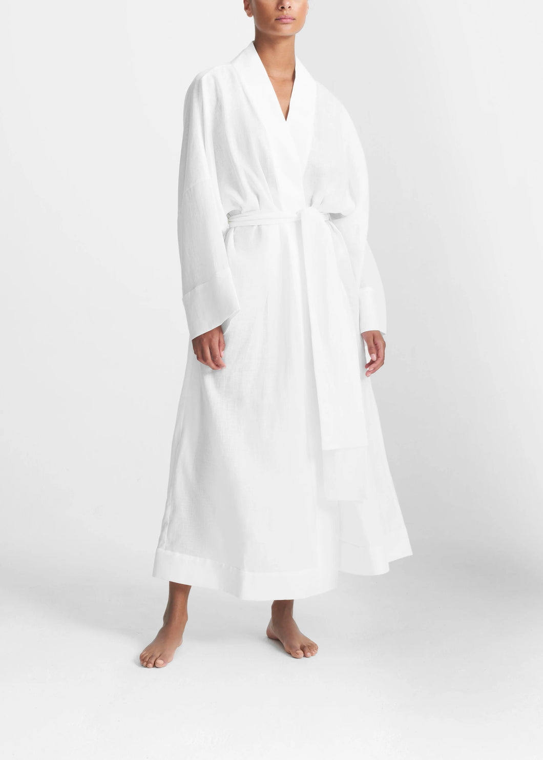 ASCENO Athens Robe, Organic White Linen