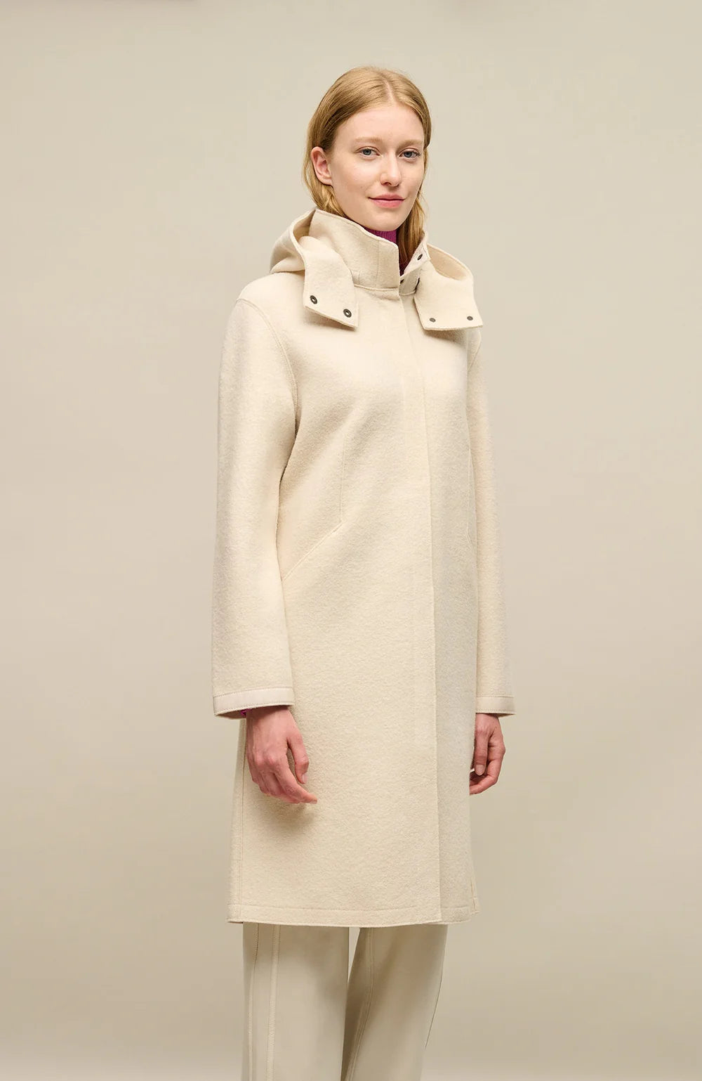 FRAUENSCHUH Ellen Cooked Wool Coat with Hood, Shell