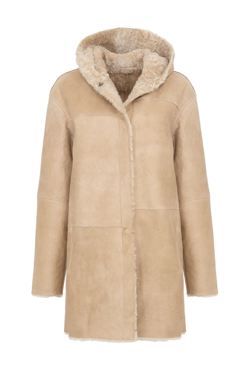 FRAUENSCHUH Olivera Lambskin Coat, Sesame