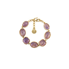 Load image into Gallery viewer, Goossens Cabochons Purple Crystal Rock Bracelet
