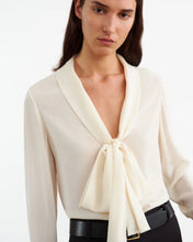 Load image into Gallery viewer, Nili Lotan Angelique Tie Neck Blouse, Ivory
