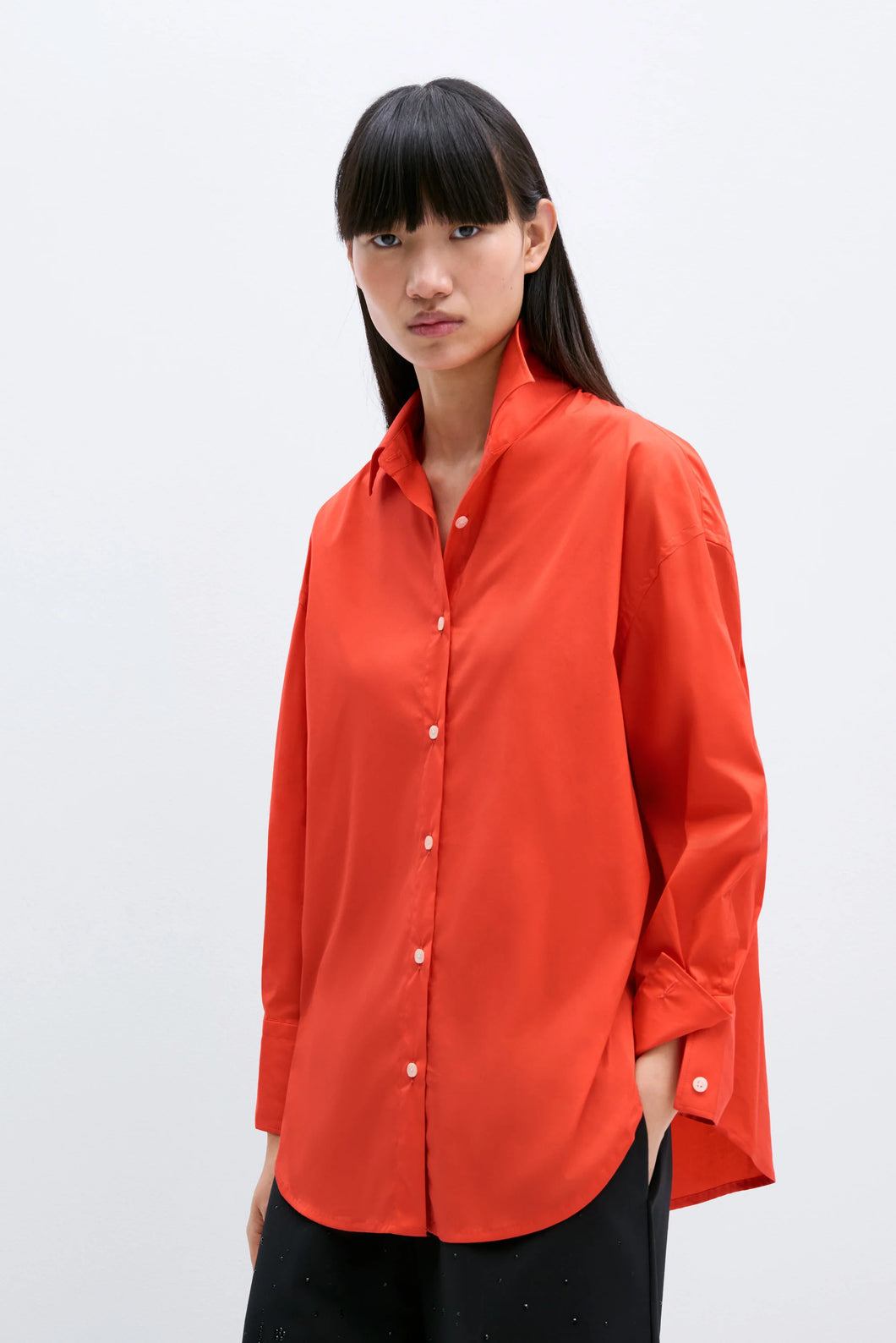 CORDERA Oversize cotton Shirt, Coral