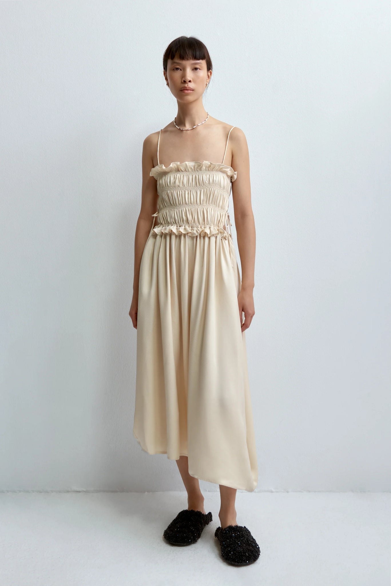 CORDERA Viscose Gathered Dress, Shell M. STUDIO CORDERA Viscose Gathered Dress, Shell M. STUDIO