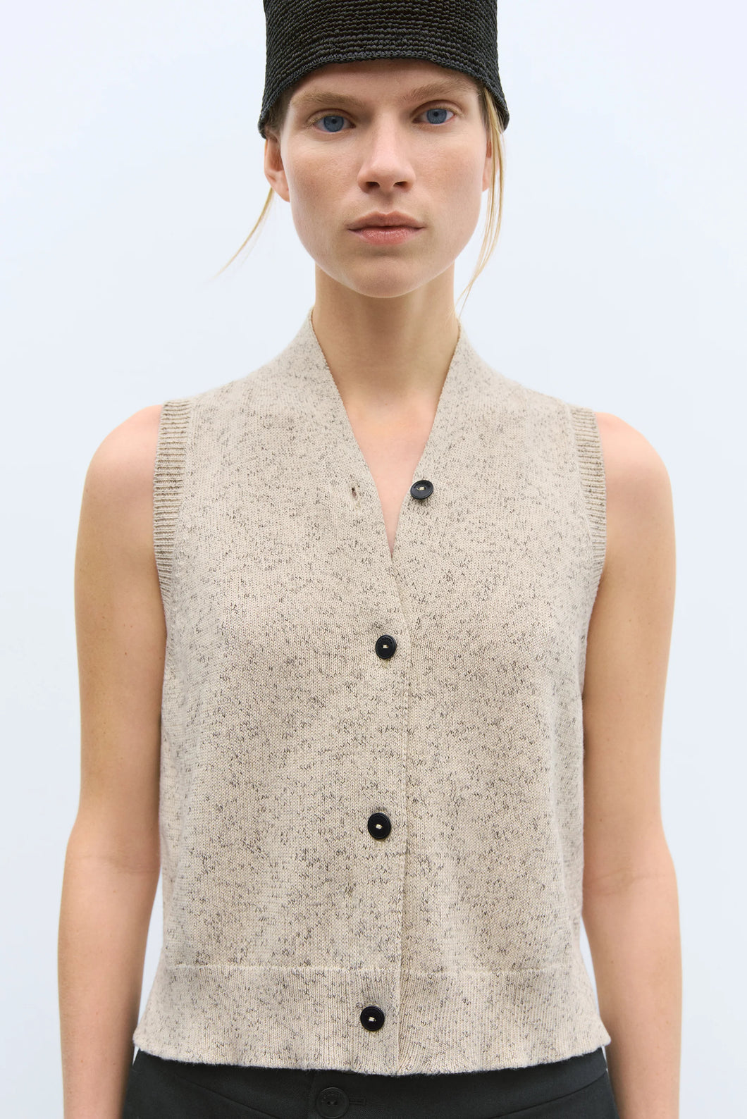CORDERA Flecked Cotton Vest, Natural