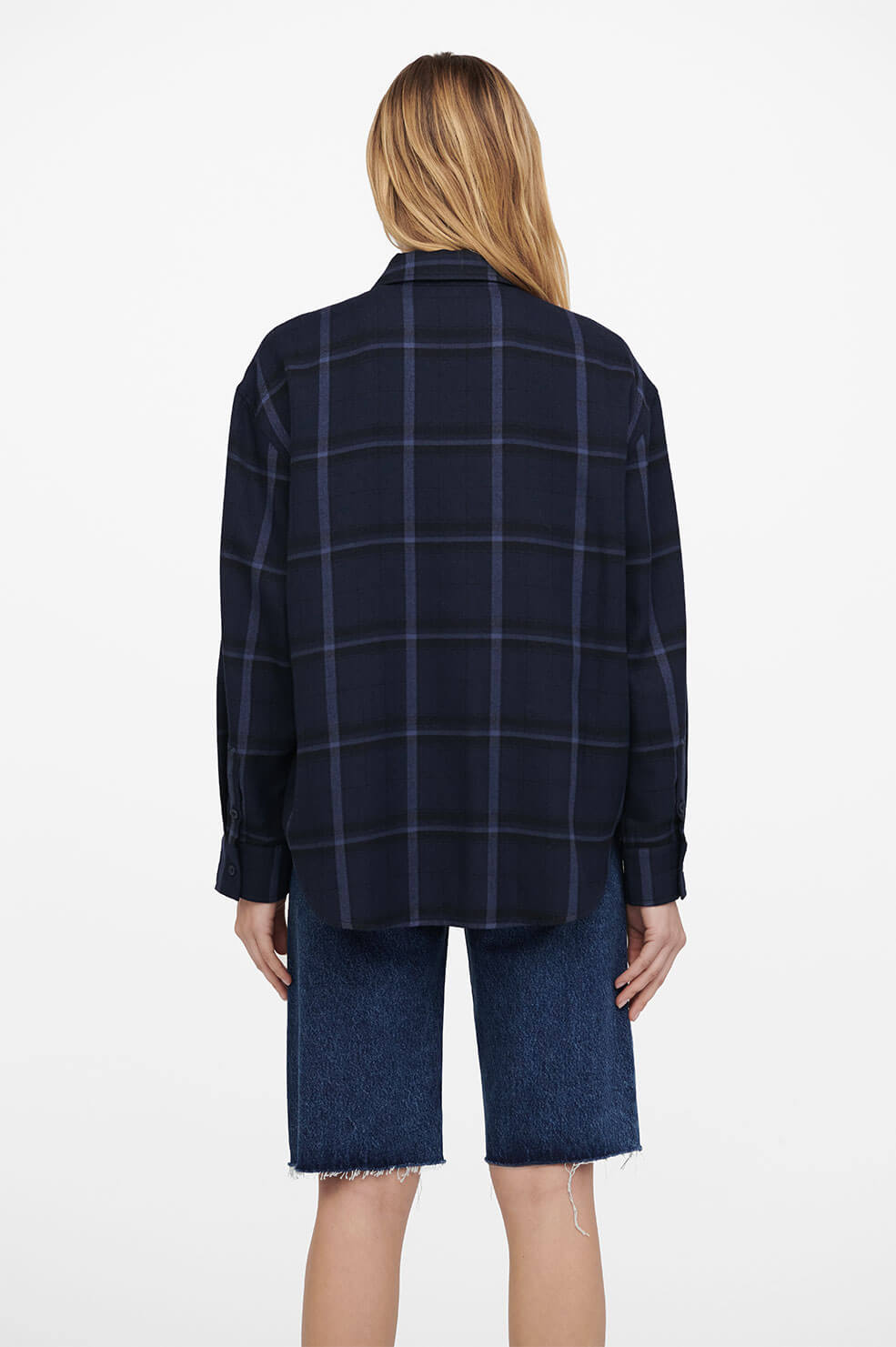 ANINE BING Sam Shirt Blue Plaid M. STUDIO