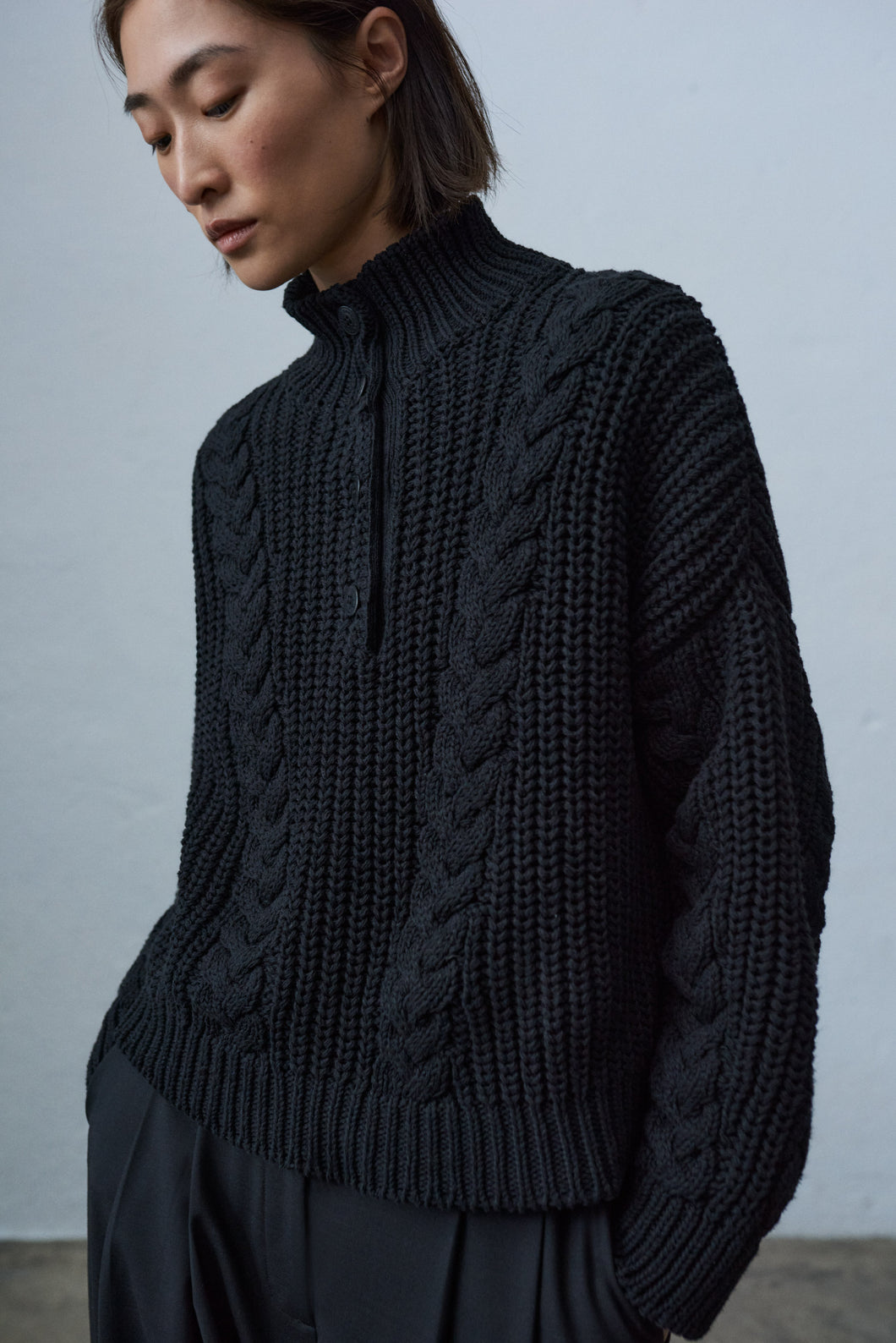 CORDERA Cable Knit Sweater - Black