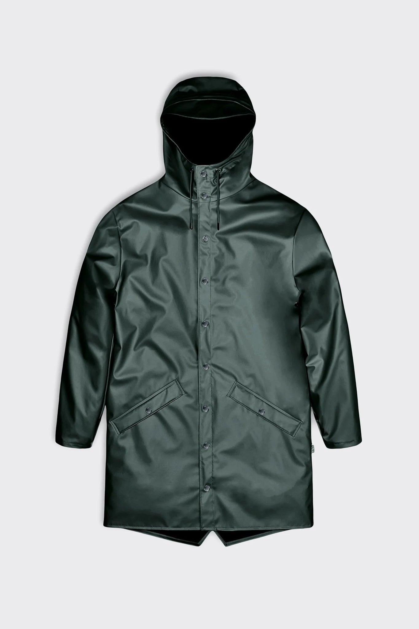 Rains green long sale jacket