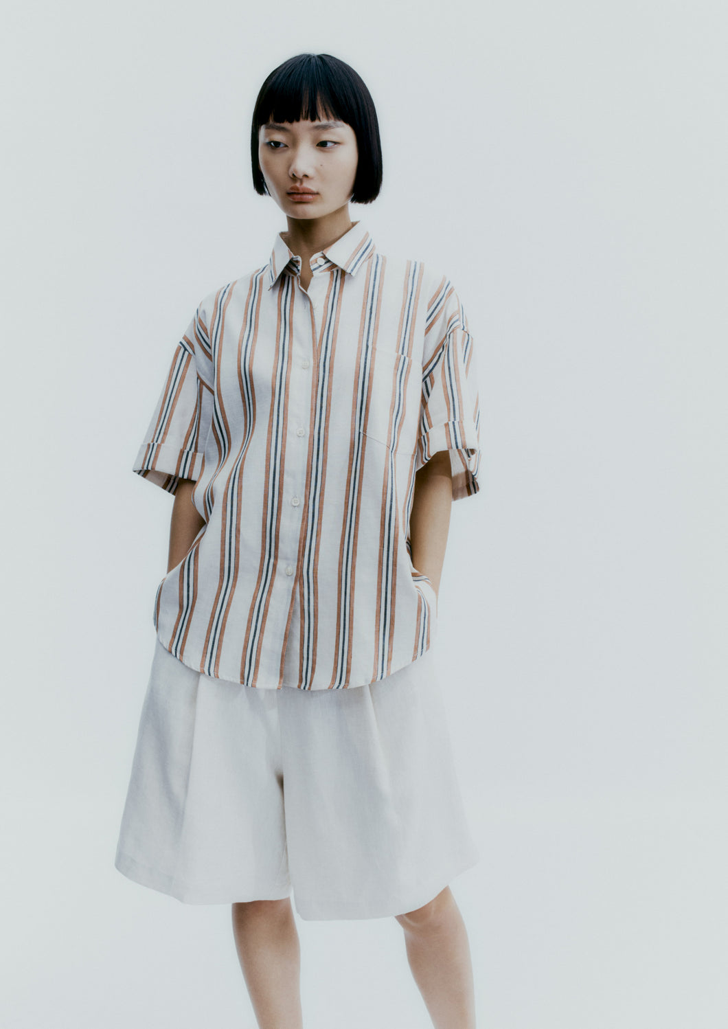 CODERA Wide Striped Short Sleeve Shirt