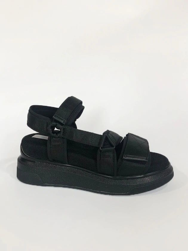 Suzanne Rae Vegan Padded Velcro Sandal - Black
